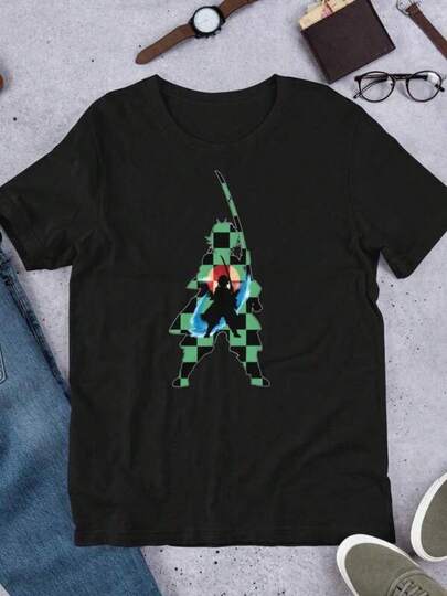 Graphic T Shirts Fashion Print Casual T-Shirt Anime Unisex T-Shirt DS Slayer Of Demons,SpringSummer Holiday Apparel Thanksgiving T Shirts,Unique Print Casual T-Shirt,Machine Washable Pure Cotton T-Shirt,Fashion Print Casual T-Shirt, Easy To Match, Showcases Your StyleCotton Men's T-Shirts,Bovfriend Gifts, Graphic Tees,Back To School