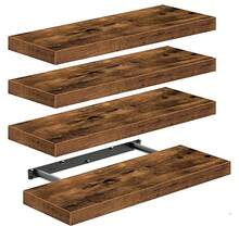 4 Sets 15.8in Floating Shelves, Rustic Finish Wall Shelves, Shelves For Wall Decor, With Invisible Brackets For Bathroom, Living Room, Bedroom And Kitchen, Home Decoration Essential Items For Home Use - 4pcs - 查看 11