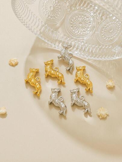 3pcs/Pack 304 Stainless Steel Cute Dog Shaped Pendant Accessories For Bracelet Necklace Jewelry