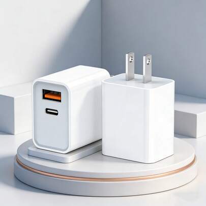 1-2个PD20W美规插头充电器，双USB+Type-C快充墙式适配器，快充头兼容 17/16 Pro Max/16 Pro/16 Plus/16/15、iPad等系列