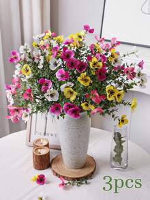 8 Stück/Set künstliche gemischte Farben Stiefmütterchen, Prunkwinde und Mini-Blumenstrauß in Gelb, Lila, Weiß und Rosa. Material: PE. Realistische künstliche Blumen. Lebensechte Pflanzen. - Verschiedenfarbig - Übersicht 10