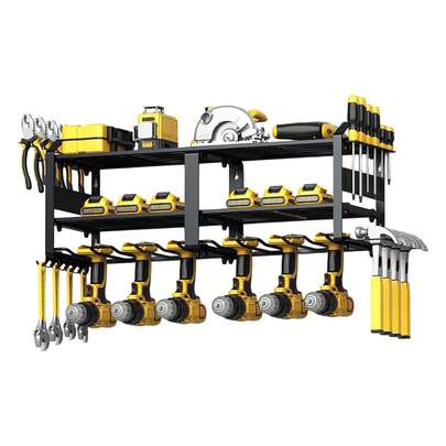 Estante de almacenamiento de pared para herramientas eléctricas, con niveles de metal resistente para organizar herramientas en el garaje, completo con soportes para destornilladores, alicates y martillos, lo que lo convierte en un regalo perfecto para el Día del Padre o Navidad, estantes utilitarios