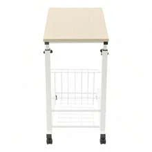 Adjustable C-Shaped Bedside Table With Wheels, 2-Tier Design, Height Adjustable, Modern White Maple Finish, Perfect For Living Room, Bedroom, Study, Easy Assembly - White Maple - View 6