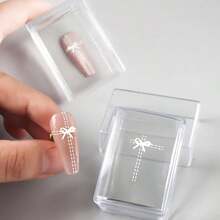 一套迷你方形透明硅胶美甲印章，方形美甲印花，可水洗 | 粘性好 | 高透明度硅胶，多功能，印花板转移工具 | 亚克力刮刀，美甲硅胶密封圈 - 彩色 - 查看 4