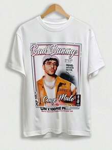 Y2K Tops, Bad Tee Bunny Rabbit Logo Cartoon Crew Graphic Oversized Tee, Streetwear, Vintage, Hip Hop Cute Rebel, Aesthetic, Baggy, Free Shipping - 白色 7 - 查看 1