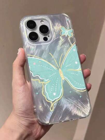 适用于 17、17 Pro Max、16 Pro Max、16 Pro、16 Plus、15 Pro Max、15 Pro、15 Plus、12 Pro Max、12 Pro 的渐变色蝴蝶星星手机壳，精致小巧，适合女孩日常使用，也可作为礼物送给朋友、同学或闺蜜。