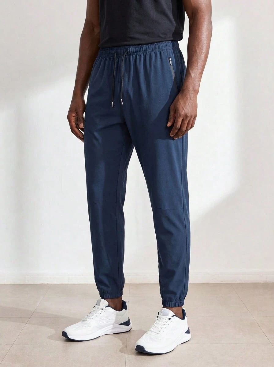 DRIFTMERE Pantaloni sportivi stile boyfriend da uomo con vita con coulisse e tasche con chiusura lampo, leggeri e traspiranti, per fitness, ciclismo, all'aperto, nuoto, corsa, asciugatura rapida, freschi, elastici, autunno & inverno, sport casual primavera estate – Guida regalo per la Festa del Papà - Blu - Visualizzare 1