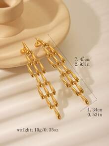 1 paire de boucles d'oreilles goutte d'eau corail plaquées or 18 carats en acier inoxydable, convenant pour le port quotidien, les fêtes, les mariages, les vacances. Un cadeau de bijoux. - Doré - Voir 5