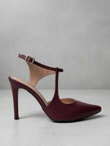 Mozione Women's Stiletto Heel Shoe With Buckle, Chic And Elegant, 232 - Redwood - View 4
