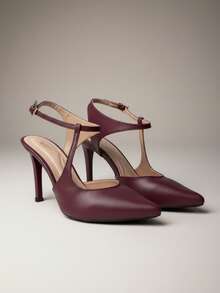 Mozione Women's Stiletto Heel Shoe With Buckle, Chic And Elegant, 232 - Redwood - View 3