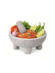 Molcajete Tradicional para Cocina Mexicana de Piedra Volcánica, Ideal para Salsas y Guacamole. Bluelander - Gris - Ver 7
