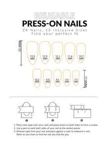 恐龙涂鸦杏仁形按压式美甲贴片，可爱卡通造型，配有指甲锉和果冻胶，可重复使用，适合儿童和女性 - 彩色 - 查看 3
