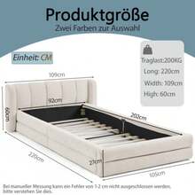 Einzelbett 90*200 Cm, High-Freundlicher Chenillestoff, Comfortable Rückenlehne, Also The Kinderbett Geeignet​, Beige (Ohne Matratze) - Beige - View 2