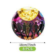 Disco Night Disposable Plate, Napkin, Cup Set, Plates, Napkins And Cups Party Supplies, Serves 8 Guests, Disposable Paper Plates Party Tableware Suitable For Birthday, Wedding, Theme Party, Family Picnic - Multicolor - View 8