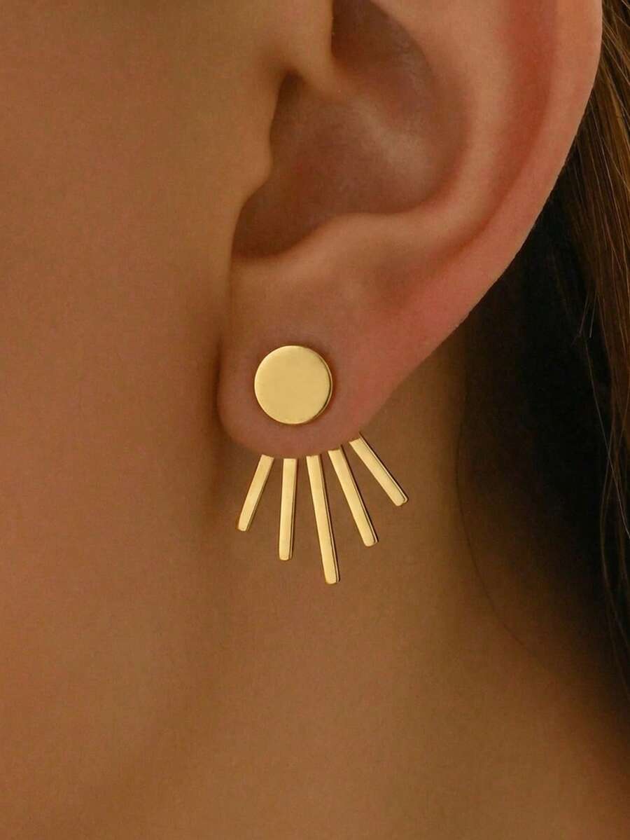 CHOSHILAR 1 Đôi bông tai dáng dài kiểu Châu Âu cổ điển, thiết kế bất đối xứng với sọc dọc, hình quạt hình học, kiểu dáng độc đáo dành cho nữ, phù hợp để đeo hàng ngày và dự tiệc, món quà tuyệt vời cho mùa tốt nghiệp.