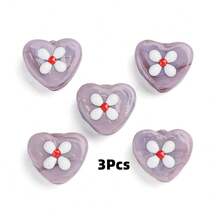 3 قطع من الخرز الزجاجي بشكل قلب، زهرة مزينة بالألوان والزيت المتساقط، مناسبة كهدايا عيد ميلاد يدوية، سلاسل مفاتيح، تعليقات للهاتف، إكسسوارات الحقائب، أعمال يدوية إبداعية، هواة الحرف اليدوية - متعدد الألوان - مشاهدة 12