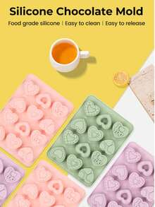Molde de silicona con 12 cavidades con forma de corazón, para hacer chocolate, gelatina y hornear manualidades para el Día de San Valentín - Multicolor - Ver 1