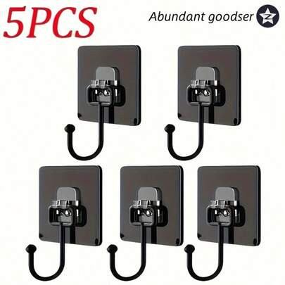 5 piezas Ganchos adhesivos fuertes para pared, soportan carga, sin marcas, para puerta trasera, sin perforación, de metal y plástico autoadhesivos, adecuados para llaves, sombreros, toallas, ropa, para uso en baño, dormitorio, oficina y cocina