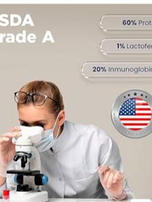 CALOSTART | Calostro Bovino En Polvo 200 g | 20% Inmunoglobulina y 60% Proteína | 100% Natural Sin Gluten Y Sin Azúcar | Suplemento Alimenticio | 40 Días De Rendimiento | Hecho en EEUU - Celeste - Ver 4