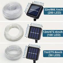 8 Modes Solar LED Light Strings - 50/100/200/300 LED Beads, Flexible Waterproof Fairy Lights For Garden, Wedding, Christmas And Halloween Decor, Multi-Color Hanging Solar Outdoor Lighting - Warm White - View 5