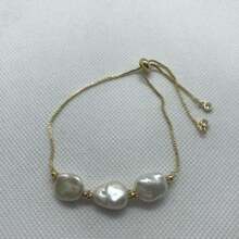 Patty Munoz Pulsera mujer 3 Perlas Naturales extension Rodio. Brazalete ajustable,41145584 - Multicolor - Ver 2