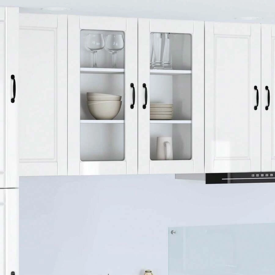 vidaXL Hochglanz Weiß Küchenschrank 80 X 31 X 80 Cm Aus Holzwerkstoff - White - View 1