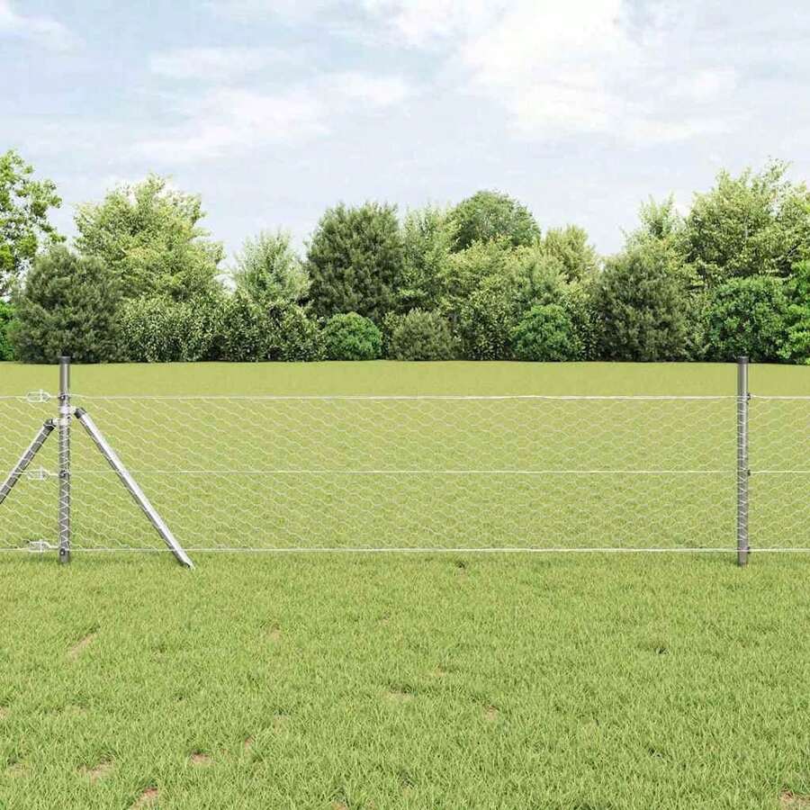 vidaXL Sechseckzaun Silber 0,8 X 50 M Verzinkter Stahl - A - Xem 1