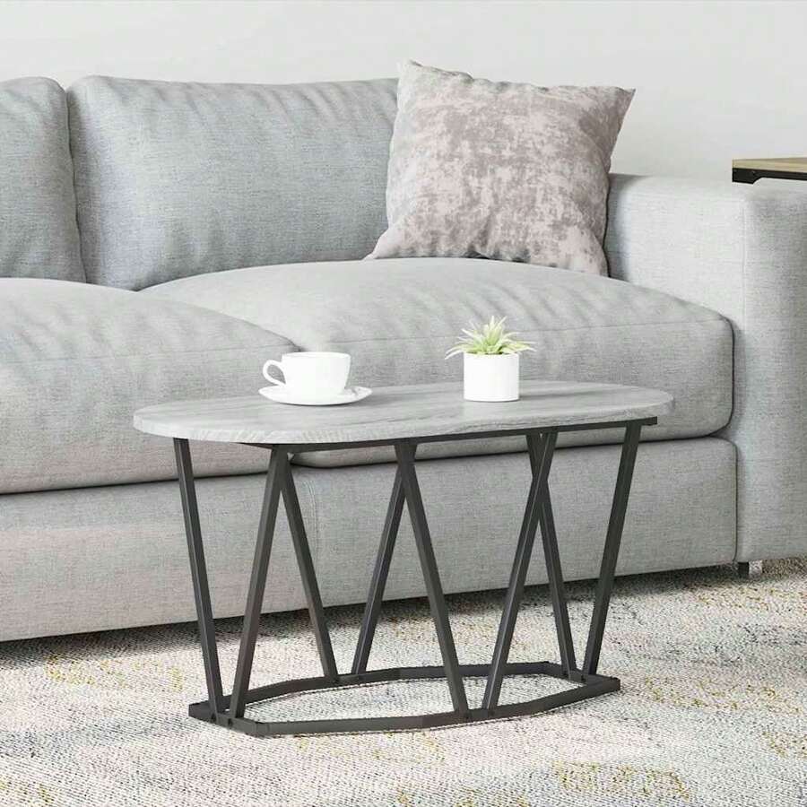 vidaXL Couchtisch Grau 80 X 40 X 40,5 Cm Sperrholz Und Metall - Grau - Übersicht 1