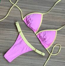 ✨Cotton Candy String Bikini In Polyamide – Comfort And Style ✨ - Baby Pink/yellow - View 5
