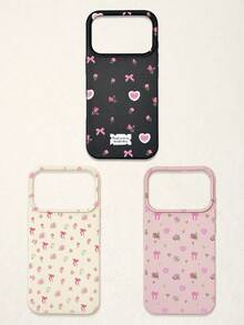 Bow-Knot 3pcs Floral & Bow Print Phone Cases, Sweet Romantic Cute Style, Compatible With IPhone 11, 17 Pro Max, 17 Pro, 15, 13 Pro Max, Galaxy, S24 Ultra, S25 Ultra - Multicolor - View 17