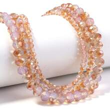 1颗半酒红色和象牙色刻面圆形水晶珠，尺寸4/6/8毫米，时尚闪亮电镀彩色基础款手工DIY隔珠，适用于手链、项链、耳环、珠宝制作、手机挂饰、钥匙扣、装饰配件 - 半酒紅蛋白色 - 查看 4