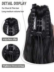 Layered Half-Up Ponytail Synthetic Wig, Realistic Hair, Relaxed Waterfall Wig Ponytail - Multicolor - View 2