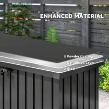 Outsunny 400L Garden Storage Box, Waterproof Metal Outdoor Storage Box With Lockable Lid, Storage Container Furniture Terrace Box, 124 X 66 X 72 Cm, Black - A - View 5