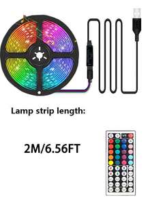 3.28ft (1 Roll) ~ 98.42ft (2 Rolls) RGB LED Light Strip With 44-Key Infrared Remote Control, USB 5V LED Strip With Adhesive Backing, Dimmable, Bedroom Party Decor, Kids Room Decor, Holiday Celebration Lighting, Home Decor Wall Decoration - Black Plate - View 13