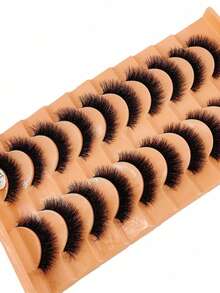 10 pares de pestañas postizas de visón natural suaves y esponjosas, set de maquillaje, extensión de pestañas de visón, pestañas cortas - Pestañas Ojos de Gato - Ver 5