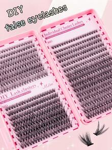 620-Piece Eyelash Extension Kit, DIY Eyelash Extension Kit (8-16mm), Single Cluster Eyelash Kit, D-Shaped Curl Eyelash Extension Kit With Glue Seal And Eyelash Curler Tools, Eyelash Kit, Eyelash Clusters, Mascara, Synthetic Black Eyeliner. Suitable For Everyday Use, Parties, Travel, Or As A Gift For Family And Friends. - 黑色 - 查看 5