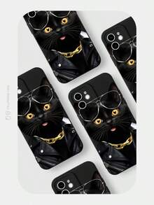 JURSUE 可爱卡哇伊时尚美学卡通趣味防震保护软手机壳，兼容 17 16 15 14 13 12 11 Pro Max SE 2020 X XR XS Ip 8 7 Plus HFF3350 - 黑色 - 查看 9