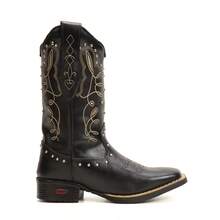 Women's Western Boot In Genuine Leather With Luxury Embroidery, Studs, And 5mm Comfort Insole - Màu đen Latigo/Màu đen - Xem 2