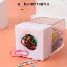 Macaron Color Plastic Transparent 3D Magnetic Paper Clip Storage Bucket - Paperclip Box - View 3