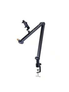 Microphone Boom Arm With Desk Mount, 360° Rotatable, Adjustable Mic Stand With 3/8" To 5/8" Adapter Port, For Recording Blue  Hyperx Quadcast Blue Snowball SM7B Audio Technica - 黑色 - 查看 8