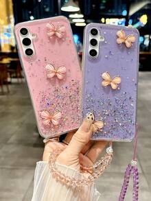 闪亮星空水滴 TPU 手机壳，星空设计，配有配套腕带，兼容 Apple 17 ProMax/17Air/16/15/14/13/12/11 Galaxy 系列 A73/A72/A71/A56/A55/A54/A53/A52s/A50/A36/A35/A34/A33/A32/A31/A26/A25/A24/S25Ultra/S24/S23PLUS/S22。 - 粉色 - 查看 8