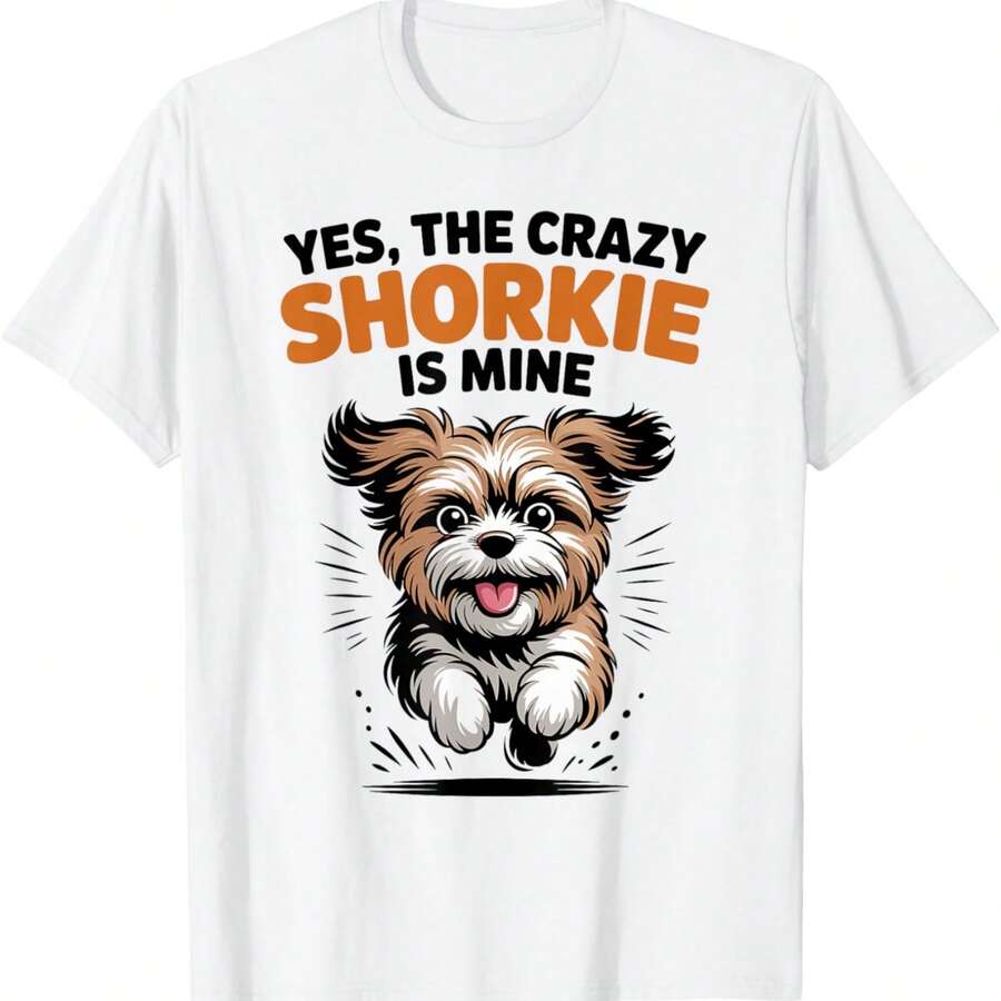 Yes, The Crazy Shorkie Is Mine Cartoon Cross Mix Breed Dog T-Shirt - 黑色9 - 查看 1