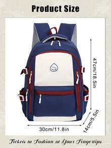 Fashion Color-Blocking Backpack For Women, Casual Large Capacity Knapsack, Fashion Simple College Student School Bag, Casual Daypack, Waterproof Bookbag, Travel Backpack Suitable For Daily, School And Outing Use, Travel Essentials, School Supplies, Travel Accessories - 彩色 - 查看 5