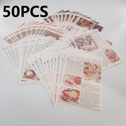 Bộ 50 ảnh poster tông màu hồng, ảnh trang trí kiểu báo chí 10x15cm/4x6inches, ảnh treo tường, nến bánh kem, cảnh sinh nhật hình trái tim.