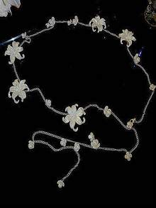 1pc Elegant Floral Tassel Waist Chain, Romantic French Style, High-End Versatile Accessory - White - View 1
