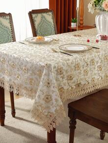 1件100%涤纶蕾丝花边刺绣金线桌布，装饰桌布，适用于厨房、餐厅、书房、家居、派对、婚礼等场合。 - 彩色 - 查看 16
