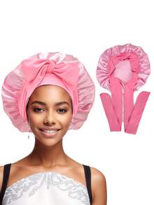 Silk Fabric Sleeping Cap, Adjustable Drawstring, Suitable For Women With Natural Curly Hair Hair Sleep Cap Sleep Bonnet - Multicolor (1pc) - View 26