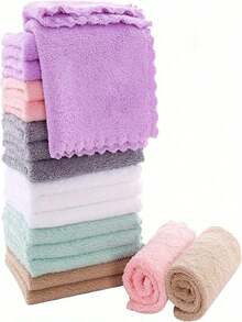 20pcs Towel Cloths, 10x10 Inch, Soft & Absorbent, Suitable For Bathing, Face, Hand, Kitchen, Spa Back To School For Beauty Salon Home Bathroom - 彩色 - 查看 9