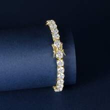 MDFUN Vòng tay tennis cổ điển mạ vàng 14K đính đá Cubic Zirconia 6mm | Vòng tay vàng dành cho nam - Vàng - Xem 4