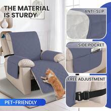 YSTYLE 1-Seater Reclining Relaxing Armchair Cover, 100% Waterproof Armchair Cover, Elasticated Armchair Cover, Reclining Sofa Cover - Dusty Blue - View 5